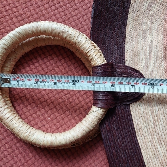 Vintage 80s Ombre Tri-Coloured Striped Straw Satchel Bag - Picture 8 of 8